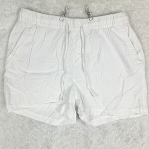 Old Navy Womens Shorts High Rise Linen Blend Bright White Pull On 4" Inseam L